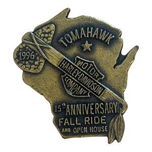 1996 Harley-Davidson Tomahawk WI 15th Anniversary Ride Pin‎ Vintage Collectible